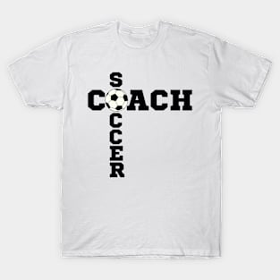 Black and White Soccer Coach T-Shirt